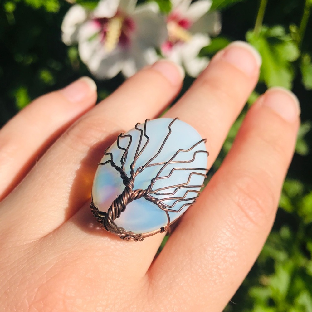 Tree of Life Ring Nature Wire Iridescent Size 9
